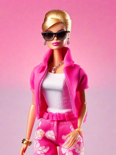 Foto barbie trendy outfit met zonnebril