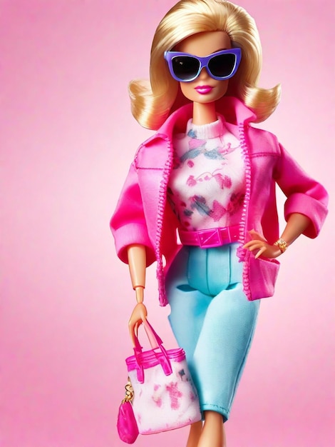 Foto barbie trendy outfit met zonnebril