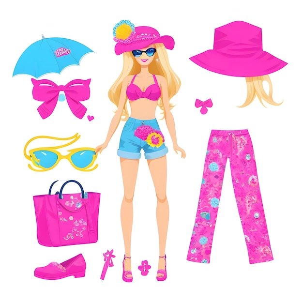 Photo barbie trendy summer outfit sticker