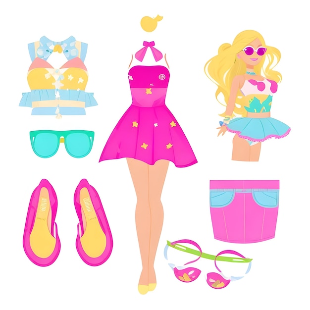 Photo barbie trendy summer outfit sticker