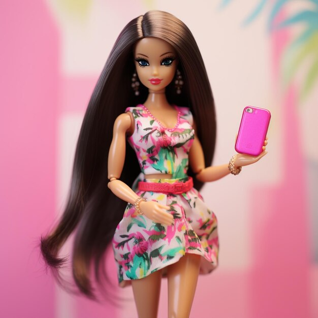 Barbie on vacation barbie holding the phone barbie ringing barbie movie barbie shopping pastel