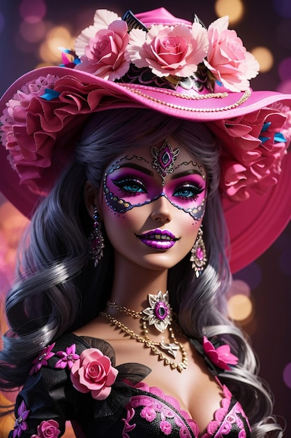 Barbie Wearing La Catrina Dress Code