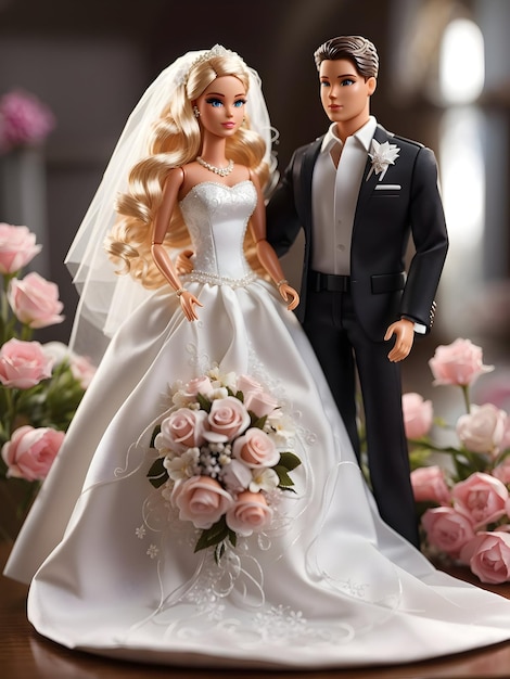 barbie wedding dress with her husband