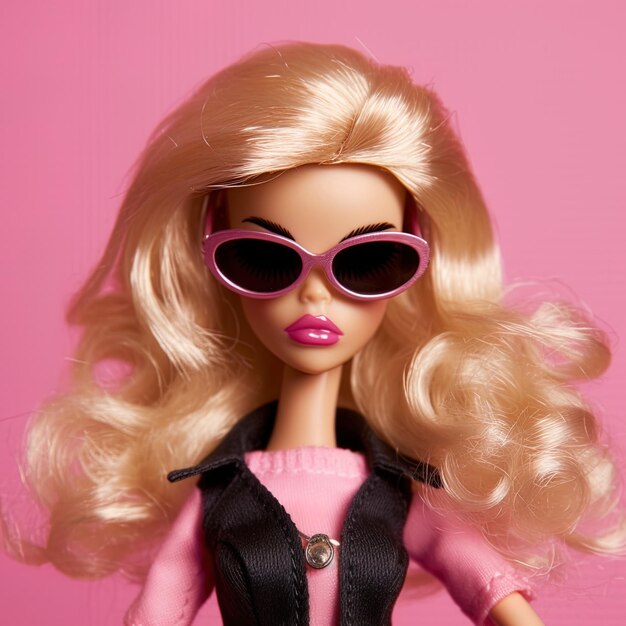 Barbie with the pink outfit close up