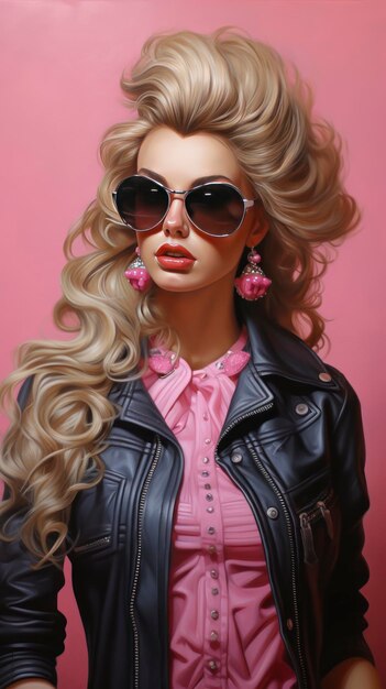 Photo barbie with sunglasses realistic image lots of detail