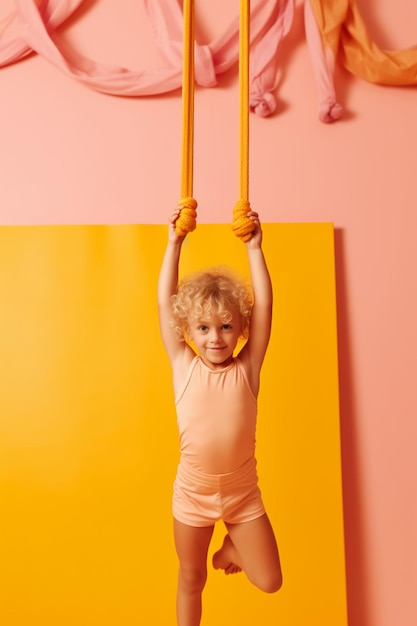 Фото Барбикорное время в тренажерном зале приключения маленькой девочки в пастельной палитре