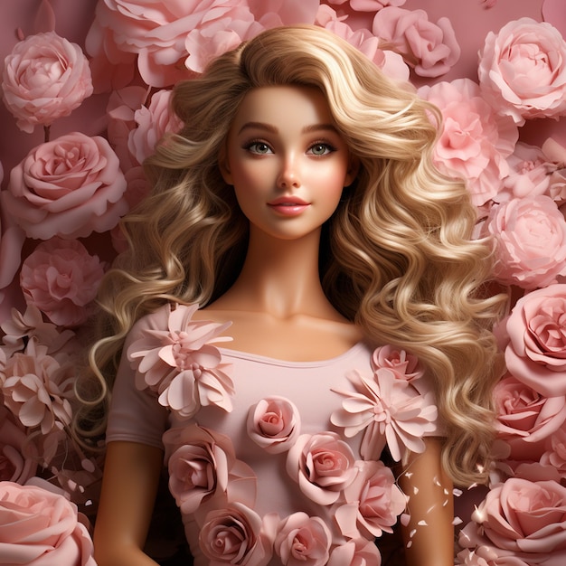 Вдохновленная Барби милая блондинка в розовой стране чудес