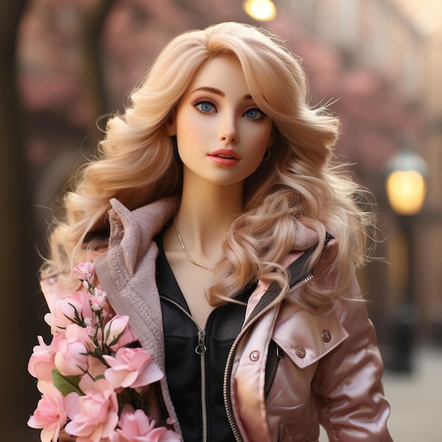 Barbieinspired Cute Blond Girl in Pink Wonderland