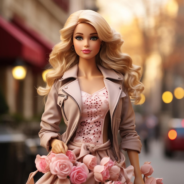 Barbieinspired Cute Blond Girl in Pink Wonderland