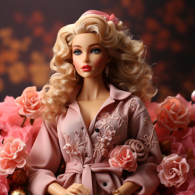 Barbieinspired Cute Blond Girl in Pink Wonderland