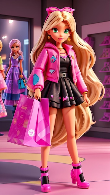 Barbiepop in trendy zomeroutfit