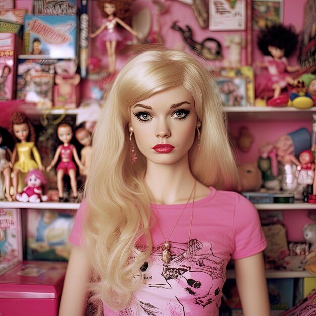 Barbiepop met roze kleuren