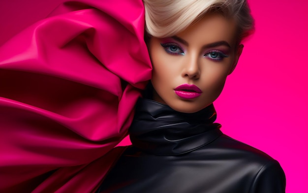 Photo barbiestyle glamour in black and pink