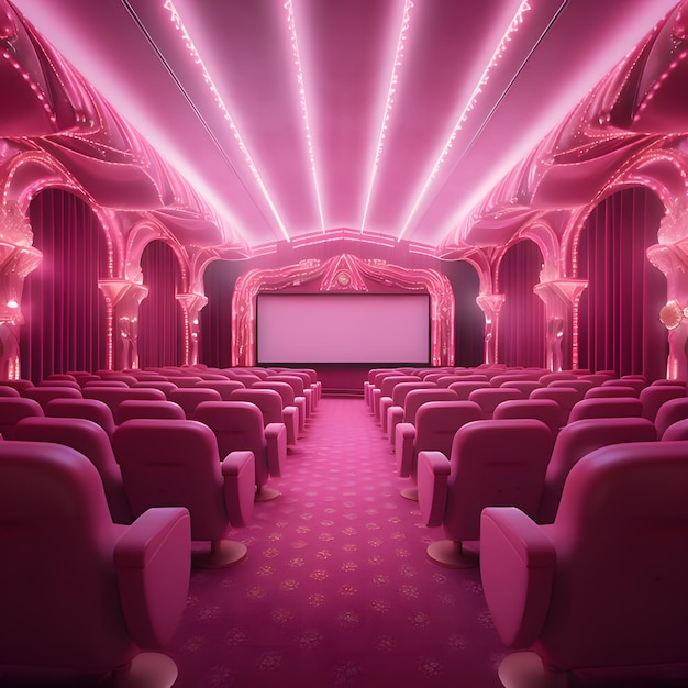 Barbiestyle pink cinema room