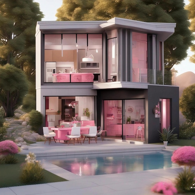 BarbieThemed Pink Modern House