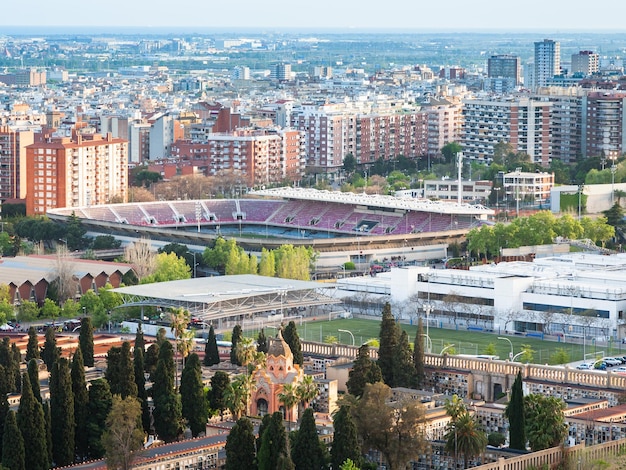 Barcelona Cityscape With Camp Nou Stadium