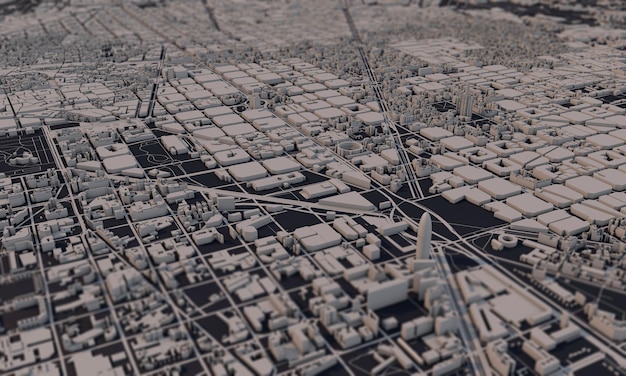 Mappa della città di barcellona spagna rendering 3d vista satellitare aerea