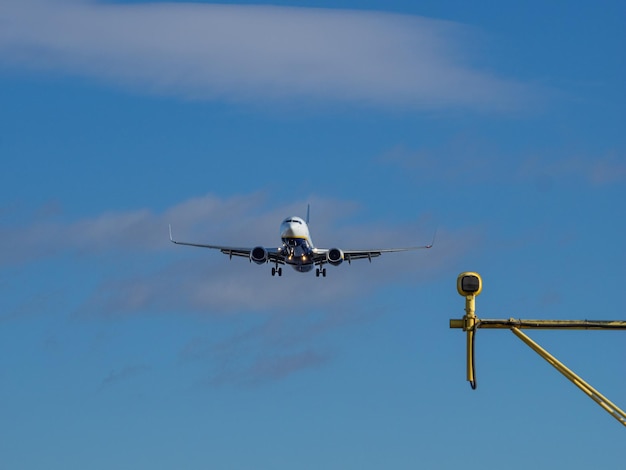 BARCELONA SPAIN December 16 2022 Landing of Ryanair aircraft at Barcelona airport