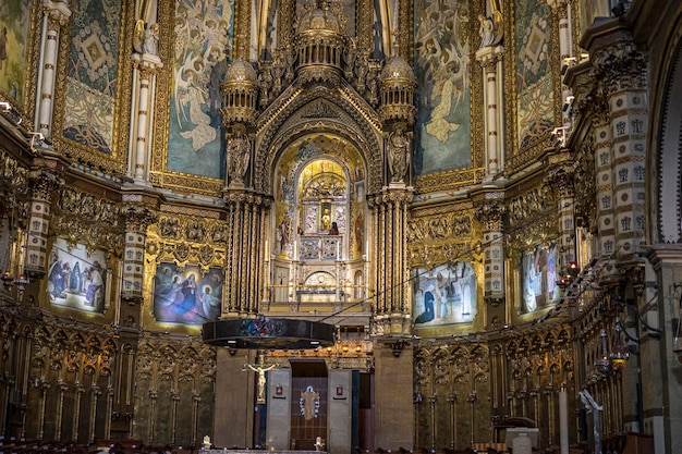 BARCELONA, SPAIN - MARCH 28, 2017: The photo of  Black Madonna, the image of Virgin of Montserrat, located inside the Santa Maria de Montserrat Abbey near Barcelona, Spain