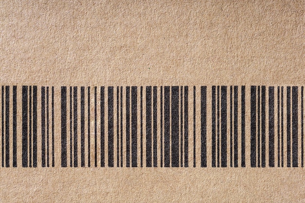 Foto barcode-symbool op karton moderne eenvoudige platte barcode op kartonpapier