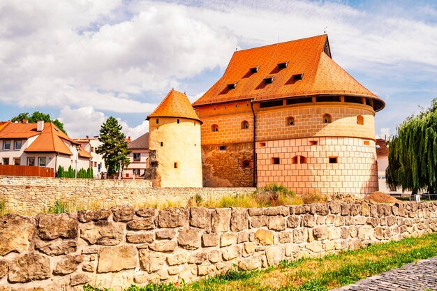 Bardejov city medieval fortress wall tower in old town slovakia\
unesco old city bardejov rough bastion