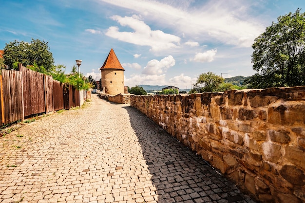 Bardejov city medieval fortress wall tower in old town slovakia\
unesco old city the castle walls around the bardejov square