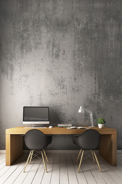 Bare cement wall with modern chair