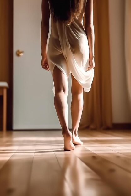 barefoot girl in relaxing day