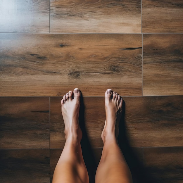 barefoot girl in relaxing day