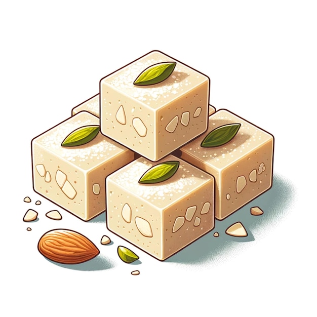 Barfi cartoon illustration of typical Indian food