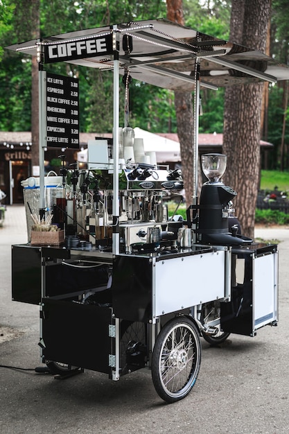 Barista bike - movable coffee shop on the city street