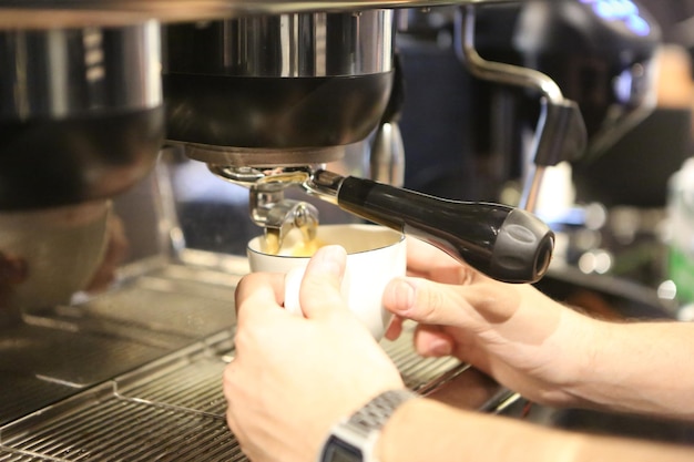 barista brewing coffee in the coffee room