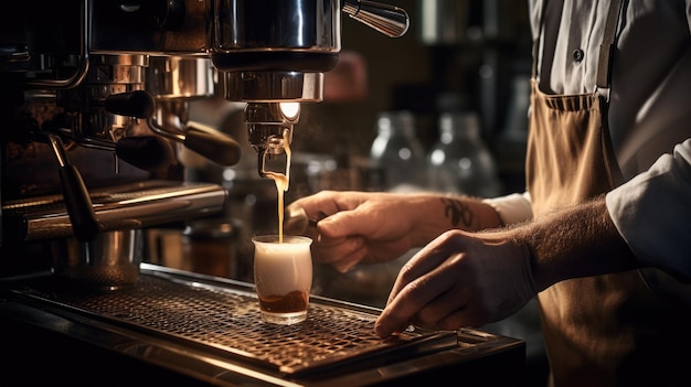 Barista Cafe Making Coffee Preparation Service Concept Gemaakt met generatieve AI-technologie