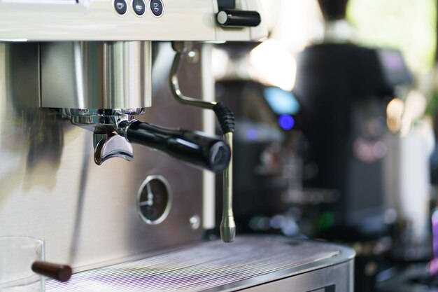 Barista Coffee machine in cafe selective focus Prepare making hot coffee espresso with Professional coffee machine