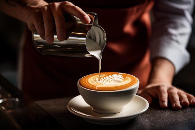 Barista crafting latte art AI gegenereerd