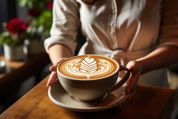 Barista creates perfect coffee art generative IA
