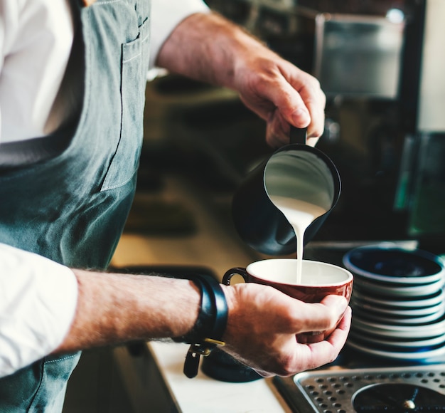 Barista is making coffee