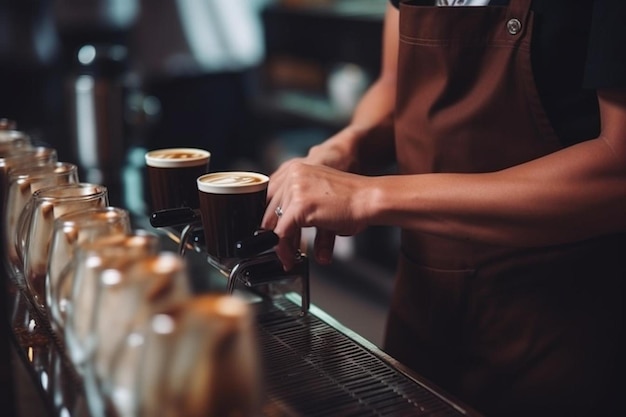 Foto barista maakt koffie met passie liefhebbers