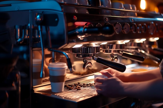 Barista maakt koffie voor klanten in een café of restaurant