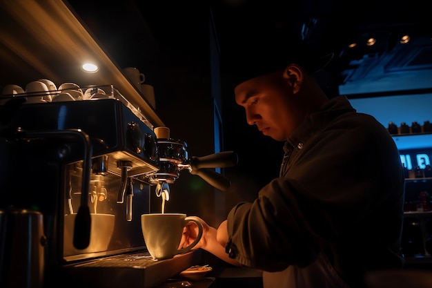バリスタはカフェやレストランで顧客のためにコーヒーを作ります