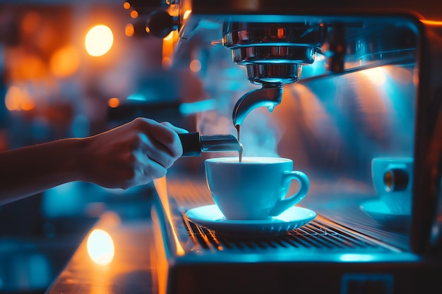 바리스타 는 카페 나 레스토랑 에서 고객 들 을 위해 커피 를 만든다