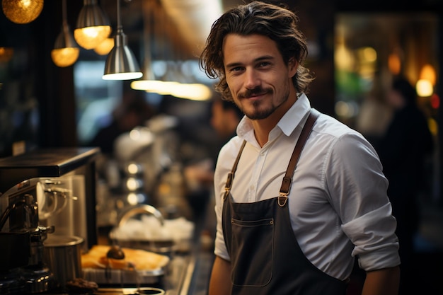 barista making coffee in coffee shop