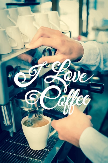 Photo barista making a cup of coffee