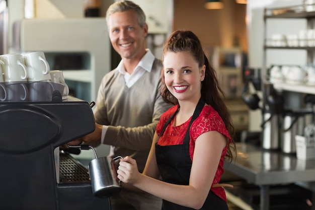 Barista making a cup of coffee