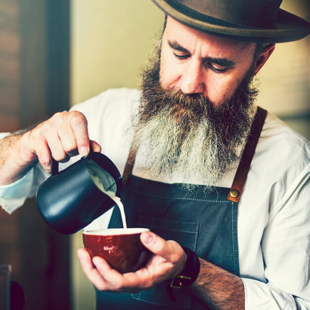 Barista making a cup of coffee