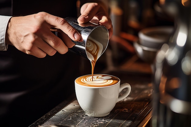 コーヒーを飲むバリスタ