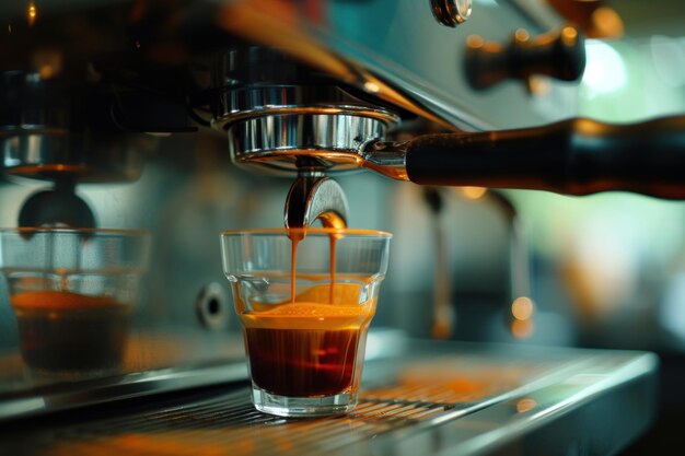 The baristas coffee brewing scene the espresso machine Generative AI