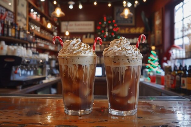 Foto barista di vacanza speciale caffè festivo che porta allegria e caffè nello spirito stagionale