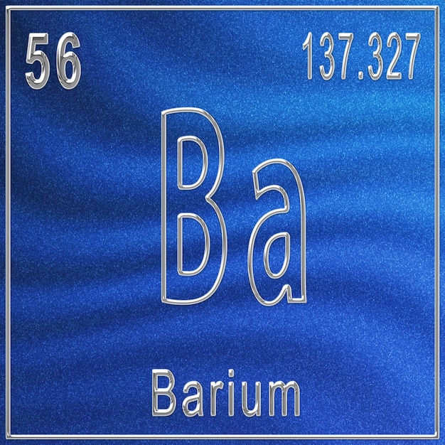 barium chemical element, sign with atomic number and atomic weight, periodic table element