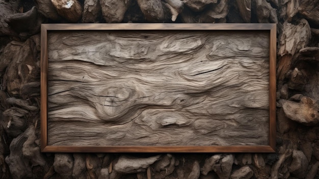 나무 껍질 창조적인 추상 기하학적 프레임 질감 있는 사실적인 마운트 추상 밝은 표면 기하학적 가로 배경 복사 공간이 있는 Ai 생성 사진 프레임